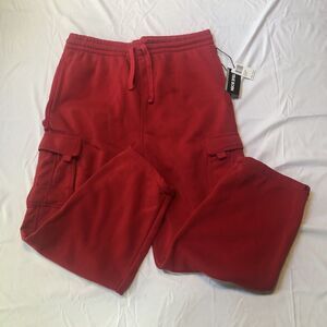 Men's Red Joggers with Cargo Pockets
